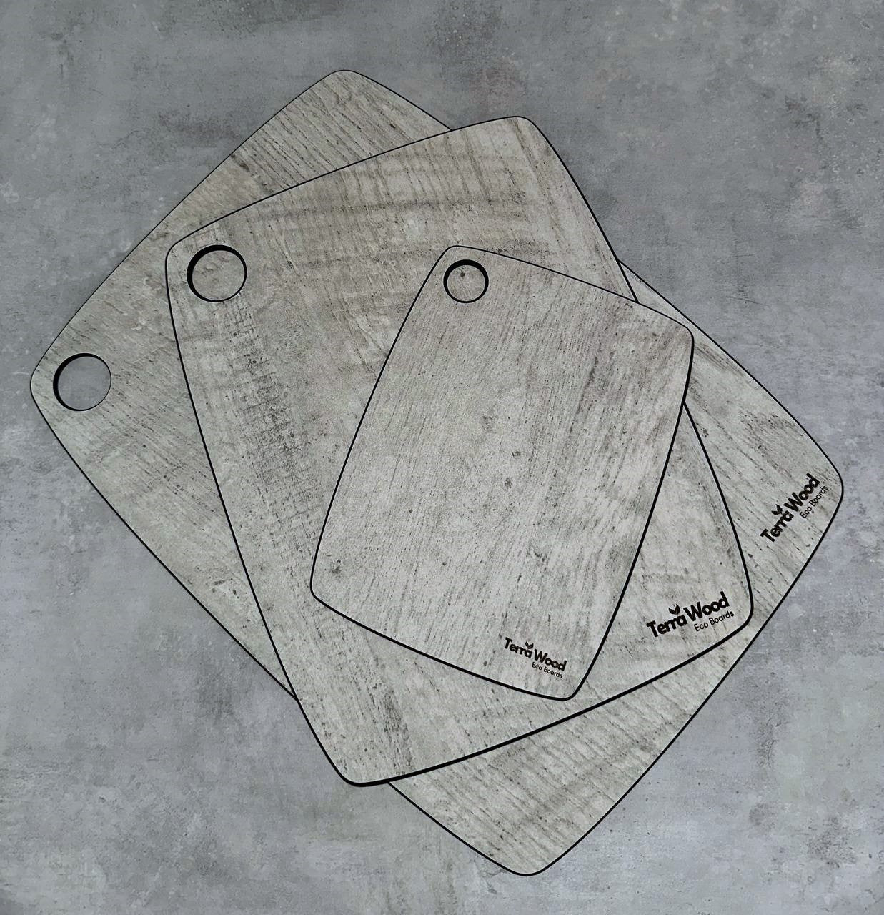 Set of Cutting Boards: “S” 20x15 + “M” 30x23.5 + “L” 37x27.5 - Gray