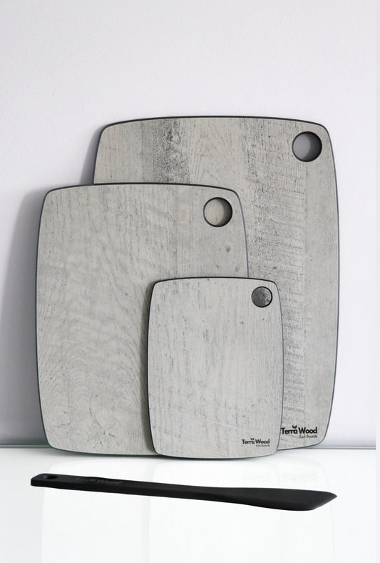 Set of Cutting Boards: “S”+“M”+“L” - Gray + Spatula