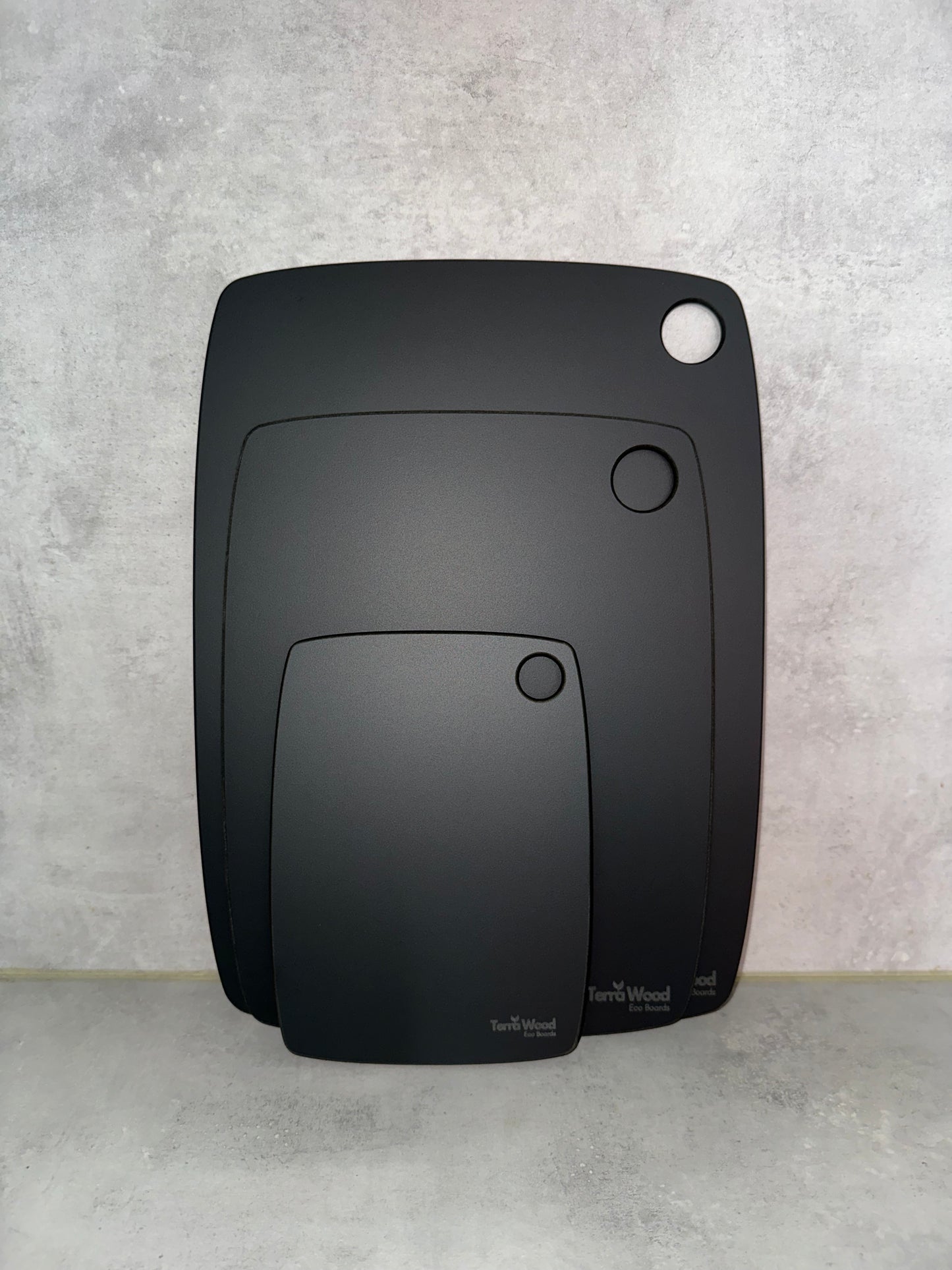 Set of Cutting Boards: “S” 20x15 + “M” 30x23.5 + “L” 37x27.5 - Black